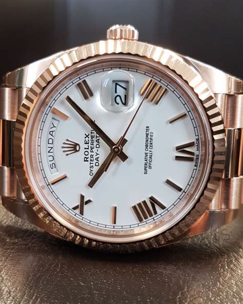 rolex day date 40 rose gold white dial|Rolex Day-Date 40 price.